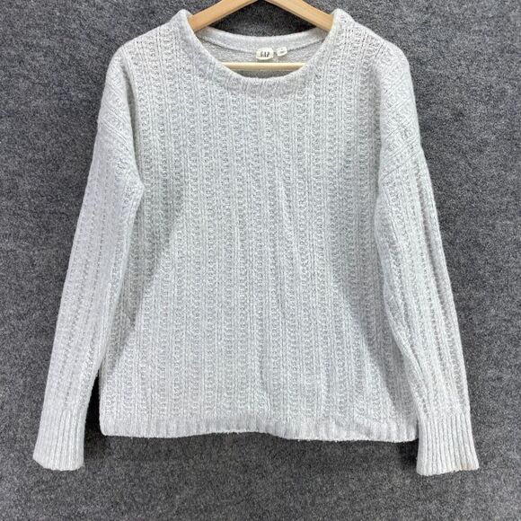 Gap Sweater Pullover Women S Small Gray Wool Cotton Crew Neck Long Sleeve Solid - Picture 4 of 9